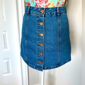 FOREVER21 DENIM BOTTON DOWN HIGH WAIST SKIRT SZ SMALL